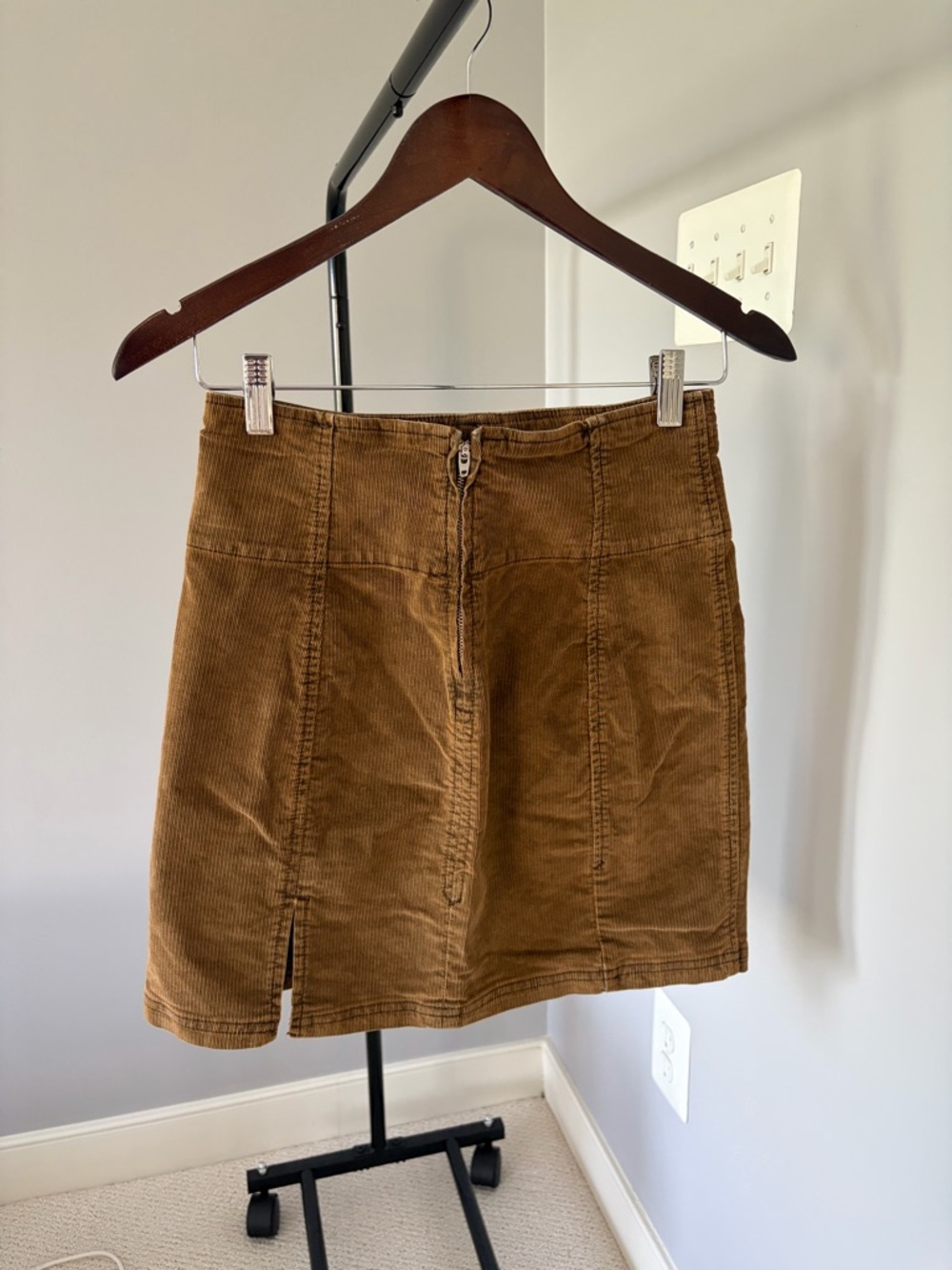 Free People Brown Corduroy Mini Skirt with Front Zip